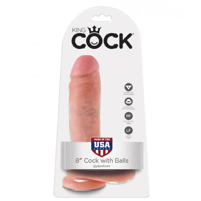 Pipedream Products Dildos King Cock 8 Inch Suction Cup Dildo with Balls Vanilla