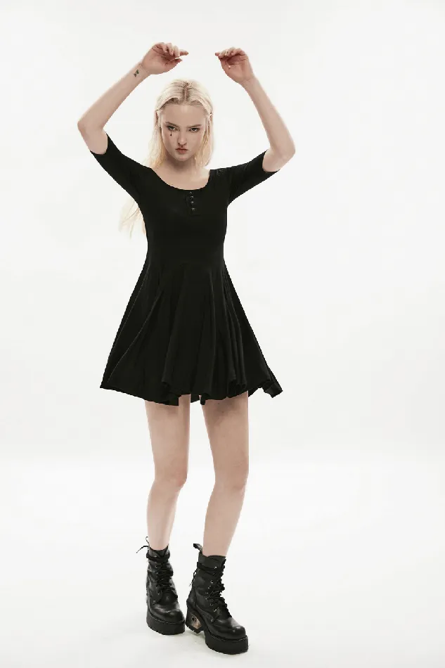 EVEs SECRETS Anal Midi Black Skater Dress adorned with Exclusive Rivet Accent
