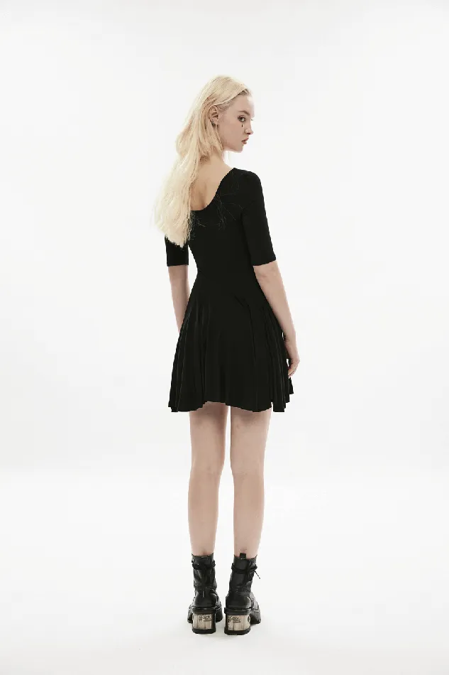 EVEs SECRETS Anal Midi Black Skater Dress adorned with Exclusive Rivet Accent