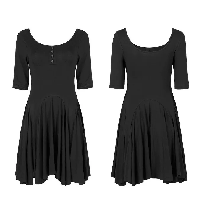 EVEs SECRETS Anal Midi Black Skater Dress adorned with Exclusive Rivet Accent