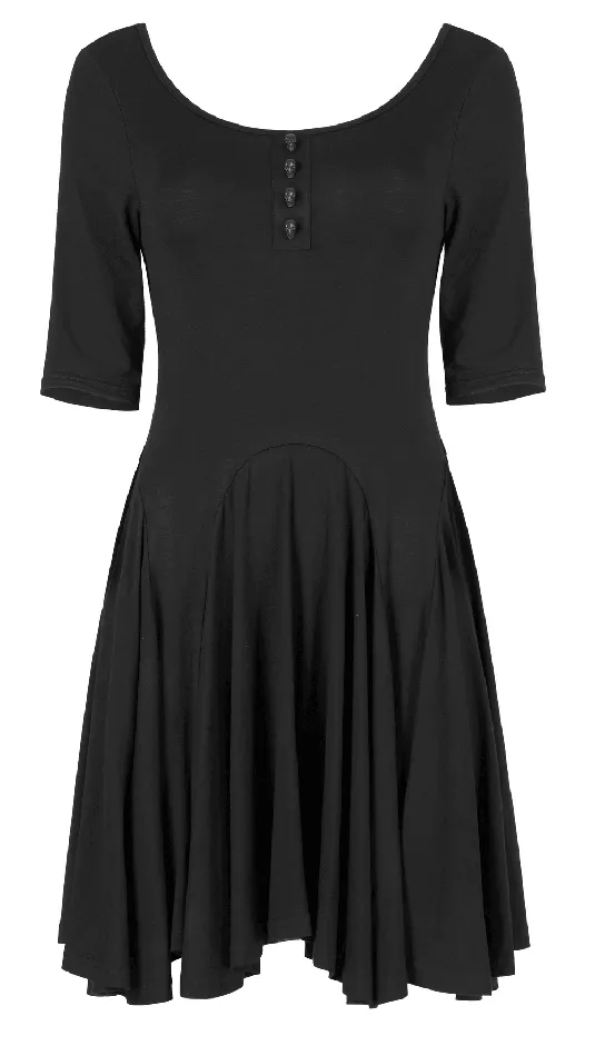 EVEs SECRETS Anal Midi Black Skater Dress adorned with Exclusive Rivet Accent