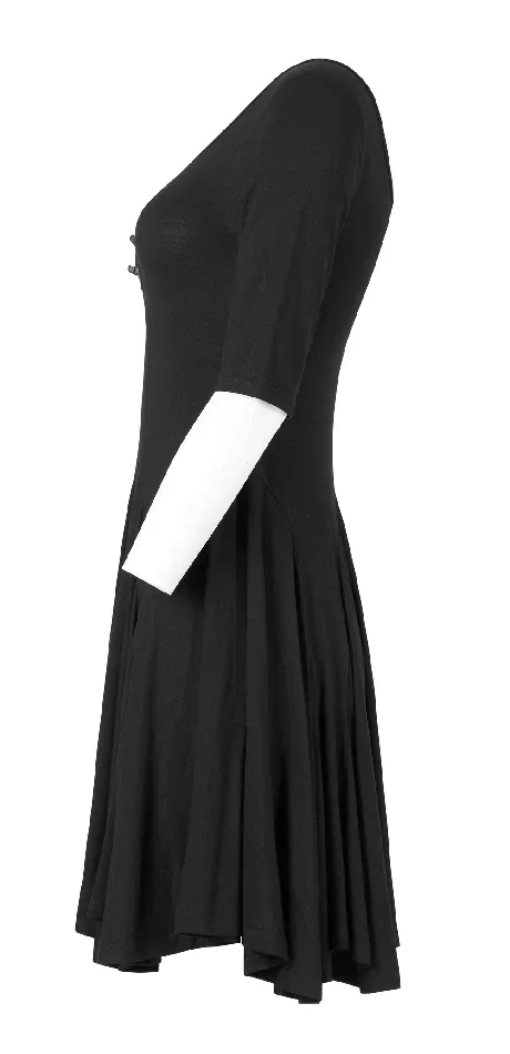 EVEs SECRETS Anal Midi Black Skater Dress adorned with Exclusive Rivet Accent