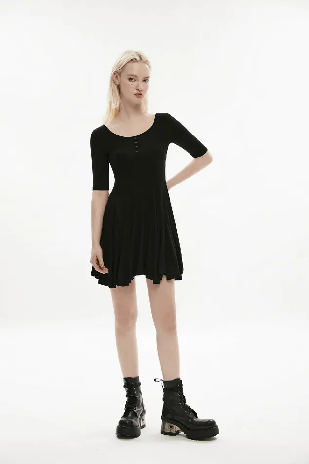 EVEs SECRETS Anal Midi Black Skater Dress adorned with Exclusive Rivet Accent
