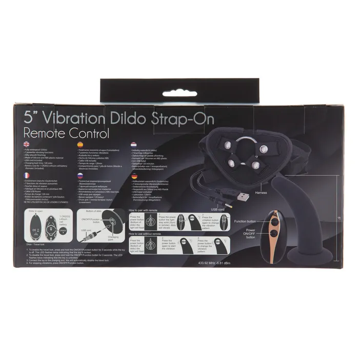 5 Vibrating StrapOn Harness Black Seven Creations Female Sex Toys