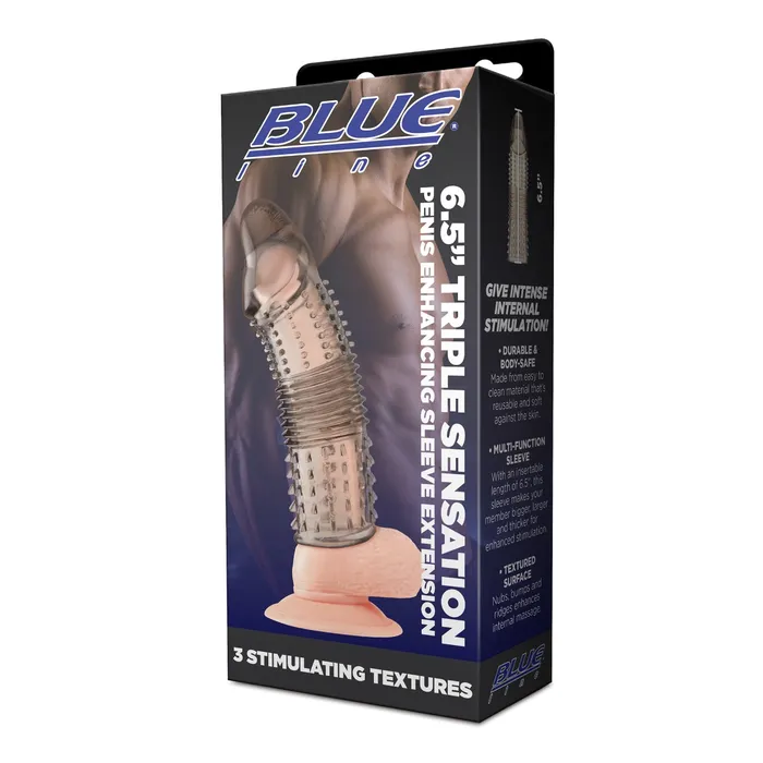 Blue Line Triple Sensation Penis Enhancing Extender Sleeve 65 Blueline Male Sex Toys