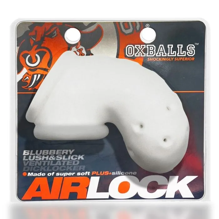 Male Sex Toys Oxballs Oxballs Airlock AirLite Vented Chastity Cock Cage White Ice
