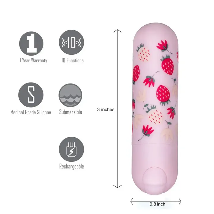 Female Sex Toys Bari Super Charged Mini Bullet W Strawberry Pattern Maia Toys Female Sex Toys Bari Super Charged Mini Bullet W Strawberry Pattern Maia Toys