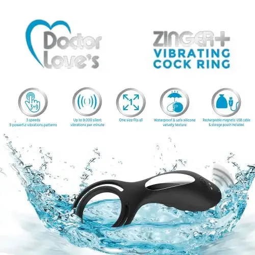 Male Sex Toys Doctor Love Doctor Love Zinger Vibrating Rechargeable Cock Ring Black Male Sex Toys Doctor Love Doctor Love Zinger Vibrating Rechargeable Cock Ring Black