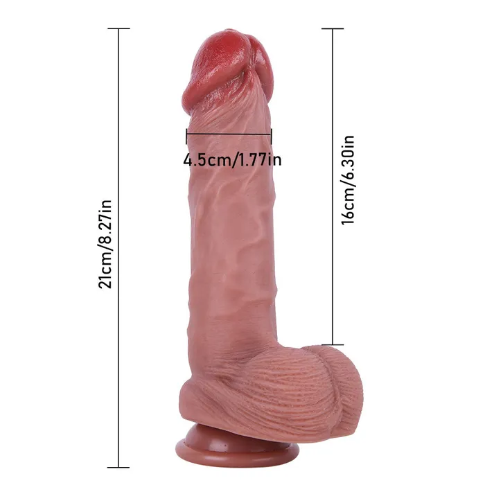 Modi Female Sex Toys B97 Lifelike Moving Foreskin DualLayer Liquid Silicone Suction Cup Dildo with Balls 83 Inch