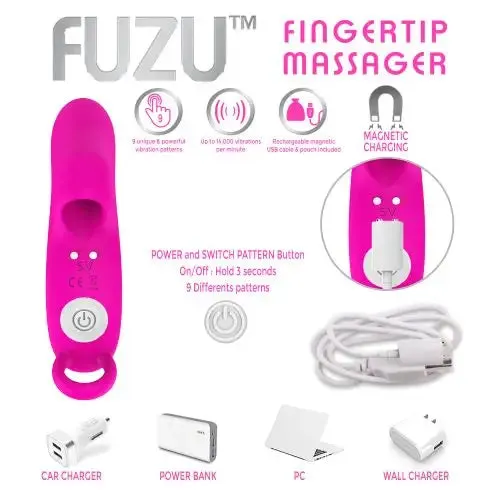 Vibrators Doctor Love Fuzu Vibrating Rechargeable Fingertip Massager Pink Vibrators Doctor Love Fuzu Vibrating Rechargeable Fingertip Massager Pink