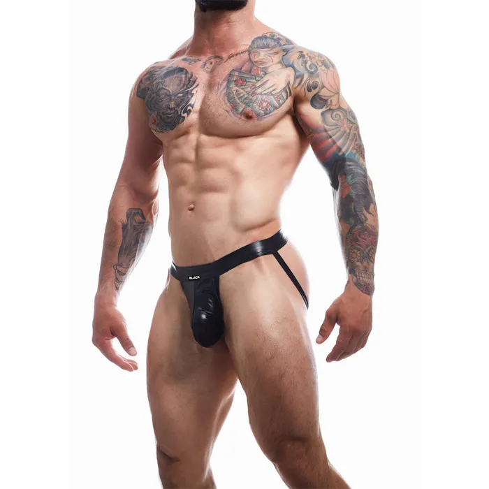 C4M BL4CK Ergonomic Jockstrap Leatherette CUT 4 MEN Mens Underwear