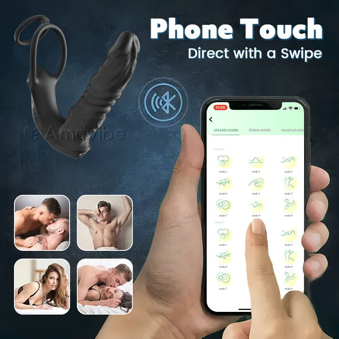 Male Sex Toys Amovibe APPControlled Dual Vibration Cock Ring and Anal Toy Ultimate Performance Enhancer Male Sex Toys Amovibe APPControlled Dual Vibration Cock Ring and Anal Toy Ultimate Performance Enhancer