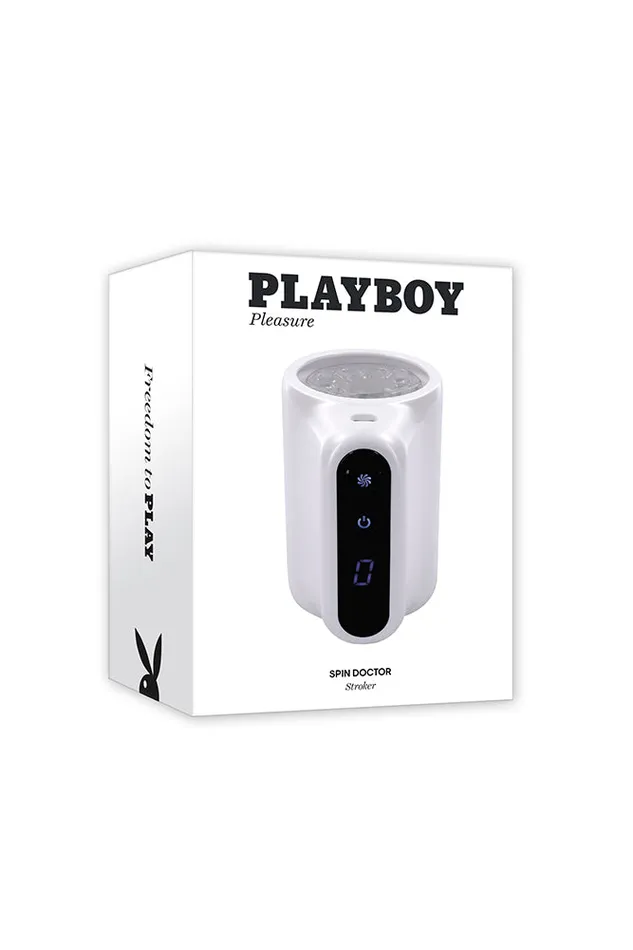 Playboy Spin Doctor Vibrating Spinning Stroker WhiteClear Evolved Male Sex Toys