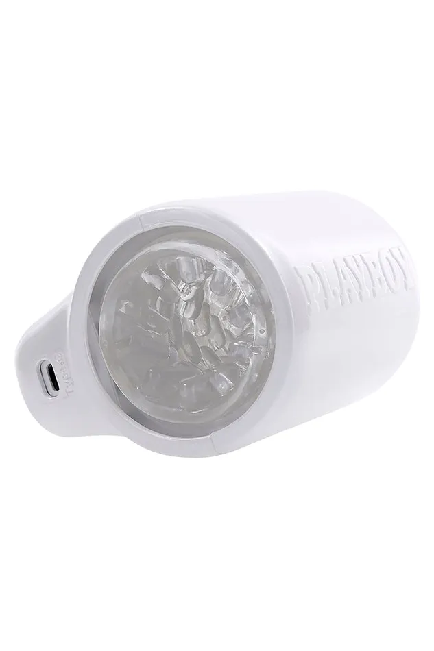 Playboy Spin Doctor Vibrating Spinning Stroker WhiteClear Evolved Male Sex Toys