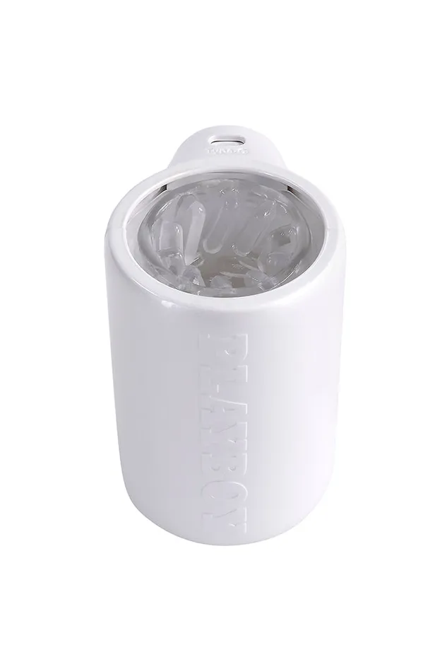 Playboy Spin Doctor Vibrating Spinning Stroker WhiteClear Evolved Male Sex Toys
