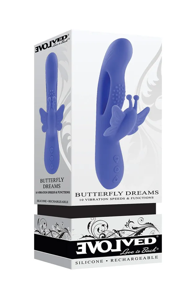 Vibrators Evolved Evolved Butterfly Dreams Rabbit Vibrator Blue