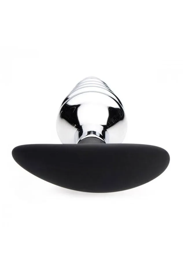 XR Brands Male Sex Toys XR Brands Master Series Dark Hive Metal and Silicone Ribbed Anal Plug