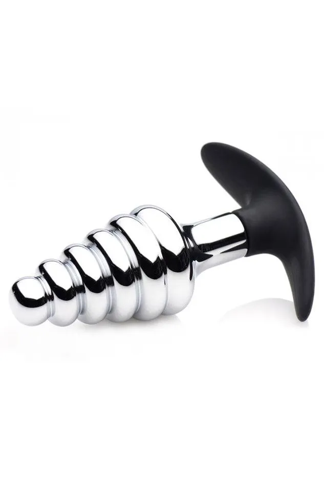 XR Brands Male Sex Toys XR Brands Master Series Dark Hive Metal and Silicone Ribbed Anal Plug