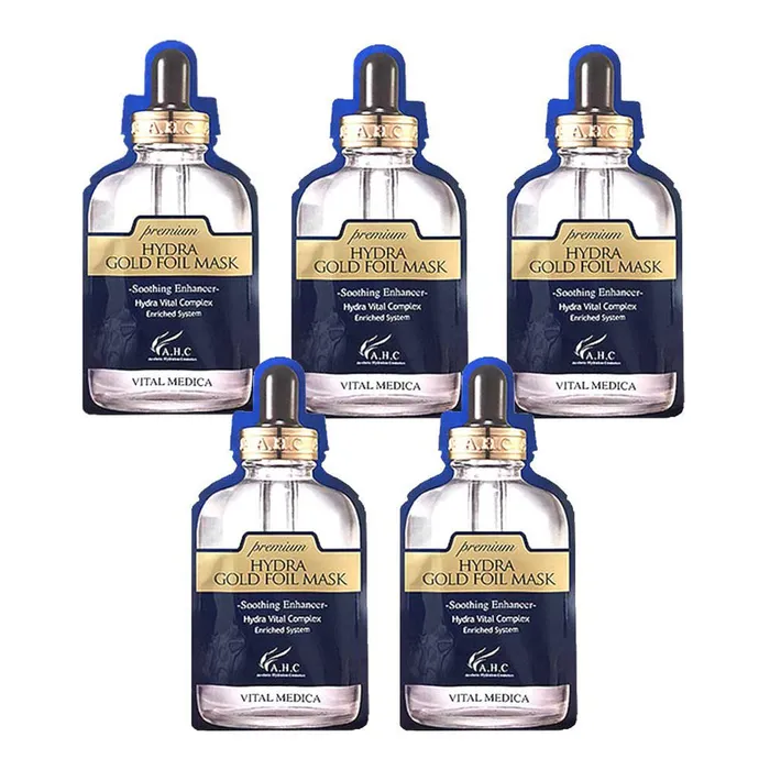 AHC Vibrators AHC Premium Hydra 24K Gold Foil Moisturizing Essence Serum Facial Mask 5 Sheet MZ036